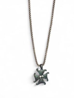 DaVinci Cross Necklace & Earrings Set Antiqued Patina Heart Gothic Grunge